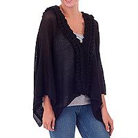 100% baby alpaca poncho,
