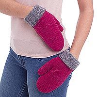 100% alpaca reversible mittens,