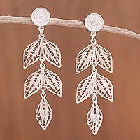 Sterling silver filigree dangle earrings,