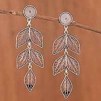 Sterling silver filigree dangle earrings,