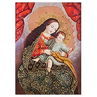 'The Virgin Rocking the Baby' - Peruvian Colonial Replica of Virgin Mar with Little Jesus