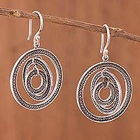 Sterling silver filigree dangle earrings,