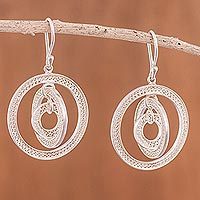 Sterling silver filigree dangle earrings,