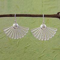 Sterling silver filigree dangle earrings,
