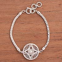 Sterling silver filigree pendant bracelet,