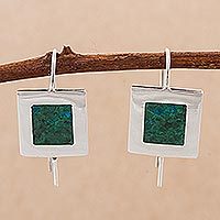 Chrysocolla drop earrings,