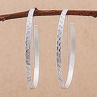 Sterling silver half-hoop earrings,