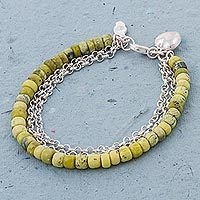 Sterling silver beaded bracelet,
