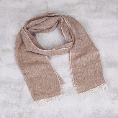 100% baby alpaca scarf, Natural Spice