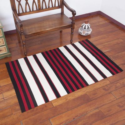 Wool area rug, 'Andean Hearth' (3.5x5.5) - Striped 100% Wool Area Rug from Peru (3.5x5.5)