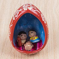 Ceramic sculpture, 'Highland Nativity' - Handcrafted Ceramic Egg Nativity Scene Sculpture from Peru