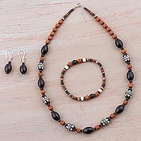 Sterling silver and ceramic jewelry set,