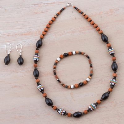 Sterling silver and ceramic jewelry set, Andean Mountainside