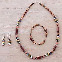 Ceramic and stone jewelry set,