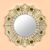 Reverse painted glass wall mirror, 'Golden Floral Sun' - Reverse-Painted Glass Mirror with Gold Tone Floral Motifs thumbail