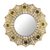 Reverse painted glass wall mirror, 'Golden Floral Sun' - Reverse-Painted Glass Mirror with Gold Tone Floral Motifs (image 2a) thumbail