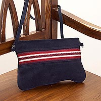 Suede and alpaca accent sling Navy Andes Peru