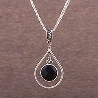 Obsidian pendant necklace,