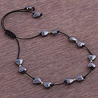 Gold accent hematite station bracelet,
