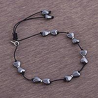 Silver accent hematite station bracelet,