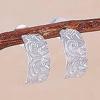 Sterling silver half-hoop earrings,