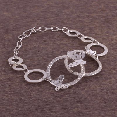 Sterling silver pendant bracelet, Butterfly Loops