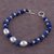 Sodalite beaded bracelet, 'Blue Pebbles' - Sodalite and Sterling Silver Beaded Bracelet from Bali (image 2b) thumbail