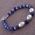 Sodalite beaded bracelet, 'Blue Pebbles' - Sodalite and Sterling Silver Beaded Bracelet from Bali (image 2c) thumbail