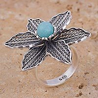 Amazonite filigree cocktail ring,