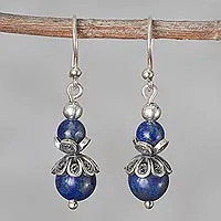 Lapis lazuli filigree dangle earrings,