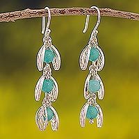 Amazonite filigree dangle earrings,