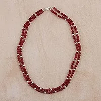 Carnelian beaded necklace,