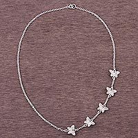 Sterling silver station necklace,