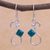Chrysocolla dangle earrings, 'Sinuous Song' - Handcrafted Silver and Chrysocolla Modern Dangle Earrings thumbail