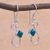 Chrysocolla dangle earrings, 'Sinuous Song' - Handcrafted Silver and Chrysocolla Modern Dangle Earrings (image 2b) thumbail