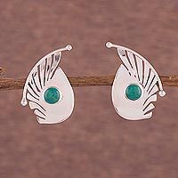 Chrysocolla button earrings,