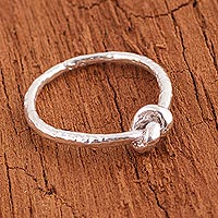 Sterling silver band ring, 'Shining Knot' - Sterling Silver Band Ring with Knot Shape from Peru
