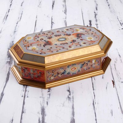 Reverse painted glass decorative box, Treasure Shine
