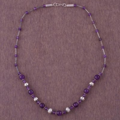Amethyst beaded necklace, Universal Love