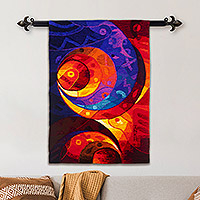 Alpaca blend tapestry, 'Sacred Multicolor' - Handwoven Alpaca Blend Abstract Tapestry from Peru