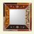 Reverse painted glass wall mirror, 'Colonial Voyage in Rose Gold' - Reverse Painted Glass Mirror with Multicolored Floral Motifs thumbail