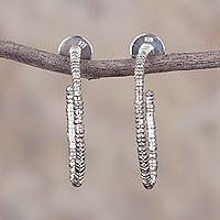 Sterling silver half-hoop earrings,