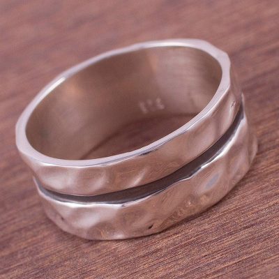 Artisan Crafted Sterling Silver Double Band Ring from Peru