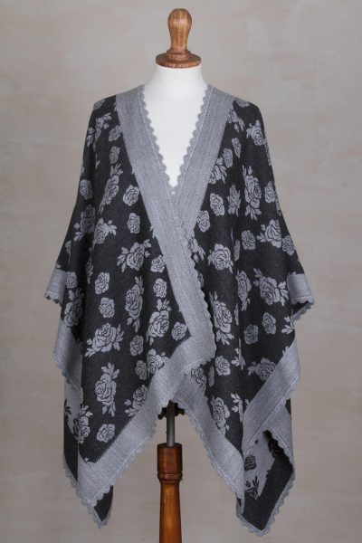 Alpaca blend ruana, Rose Delicacy in Ash