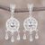 Sterling silver filigree chandelier earrings, 'Sparkling Full Moons' - Sterling Silver Filigree Circular Chandelier Earrings thumbail