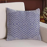 Wool blend cushion cover Pastel Geometry in Cadet Blue Peru