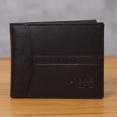 Leather wallet, 'Ancient Bird in Black' - Handcrafted Leather Wallet in Black from Peru
