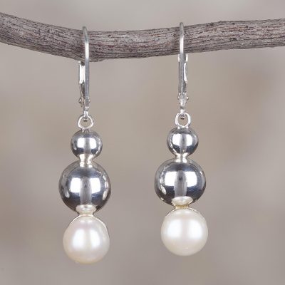 Cultured pearl dangle earrings, Harmonious Bubbles