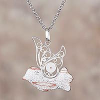 Sterling silver filigree pendant necklace,