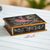 Reverse painted glass decorative box, 'Playful Dragonflies' - Handmade Black and Gold Box with Dragonflies from Peru thumbail